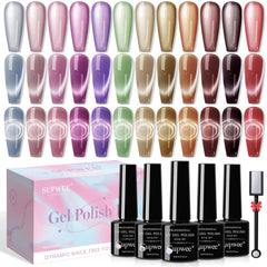 Vernis gel SUPWEE Cat Eye Moonlight: 12 couleurs et effet cat-eye éclatant.