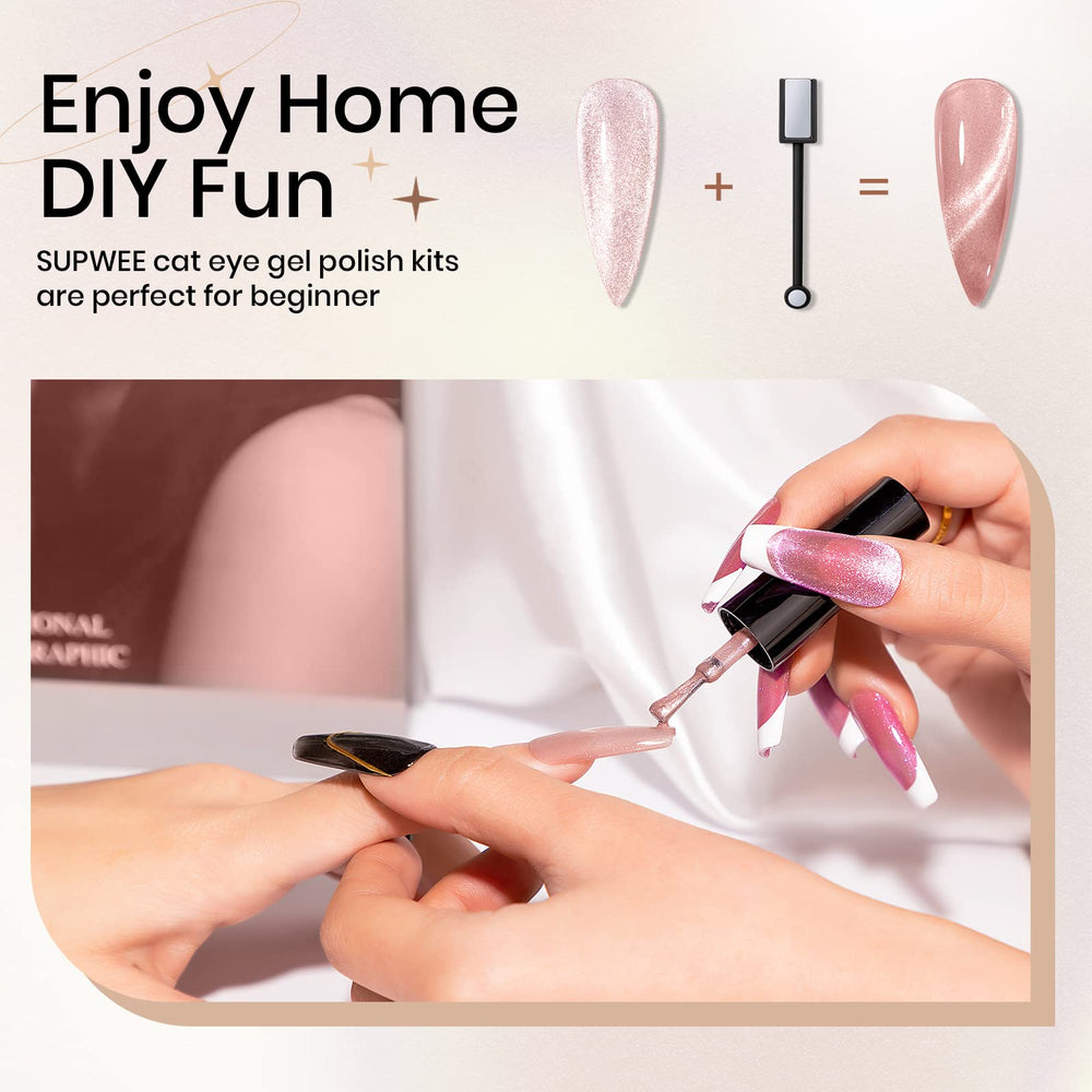 SUPWEE vernis gel œil de chat doré brillant — allure élégante et longue tenue