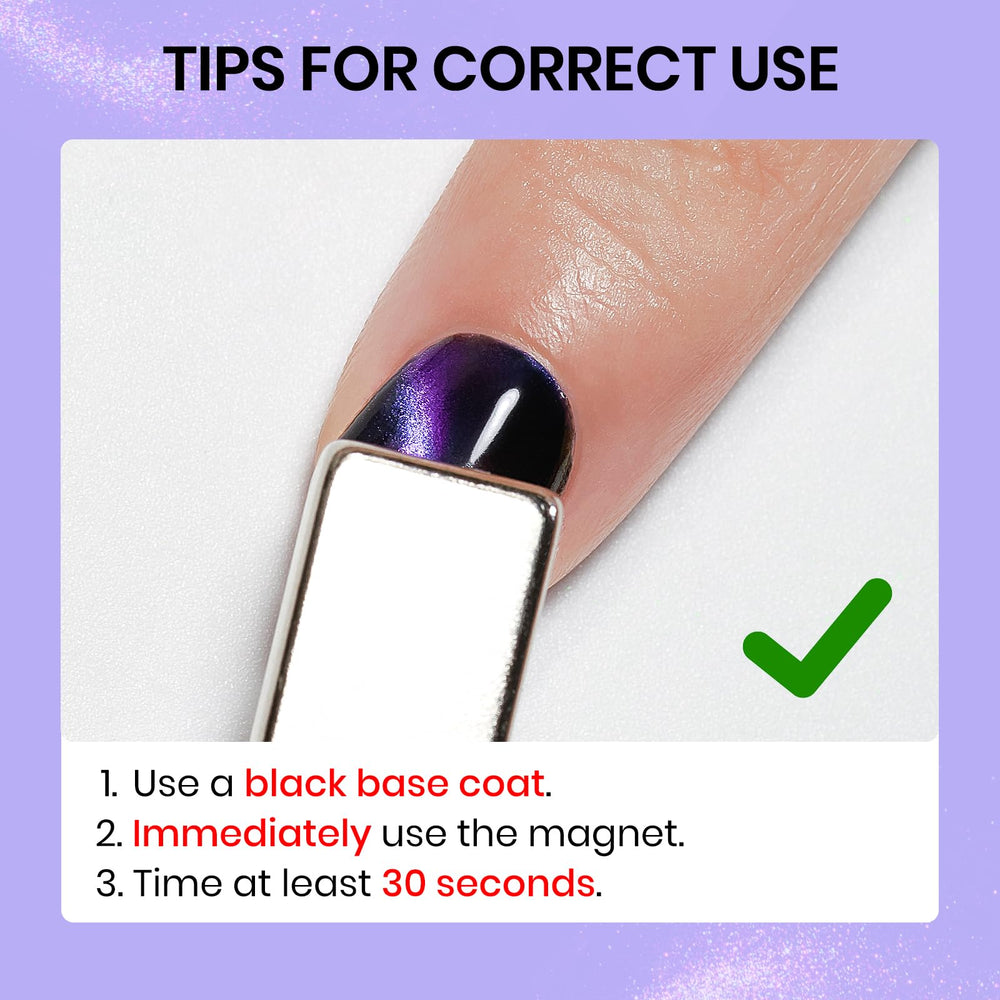 SUPWEE vernis noir base, prépare l'effet œil-de-chat.