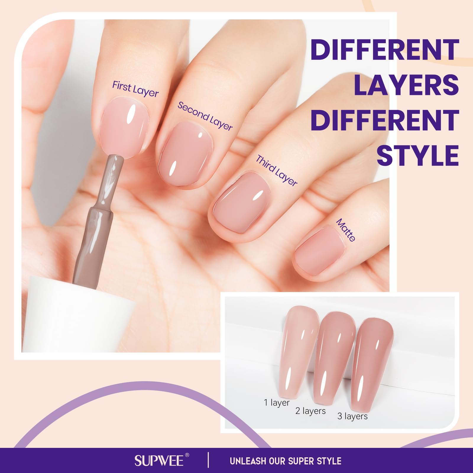 SUPWEE Vernis Nude – application en une couche pour couvrance immédiate.