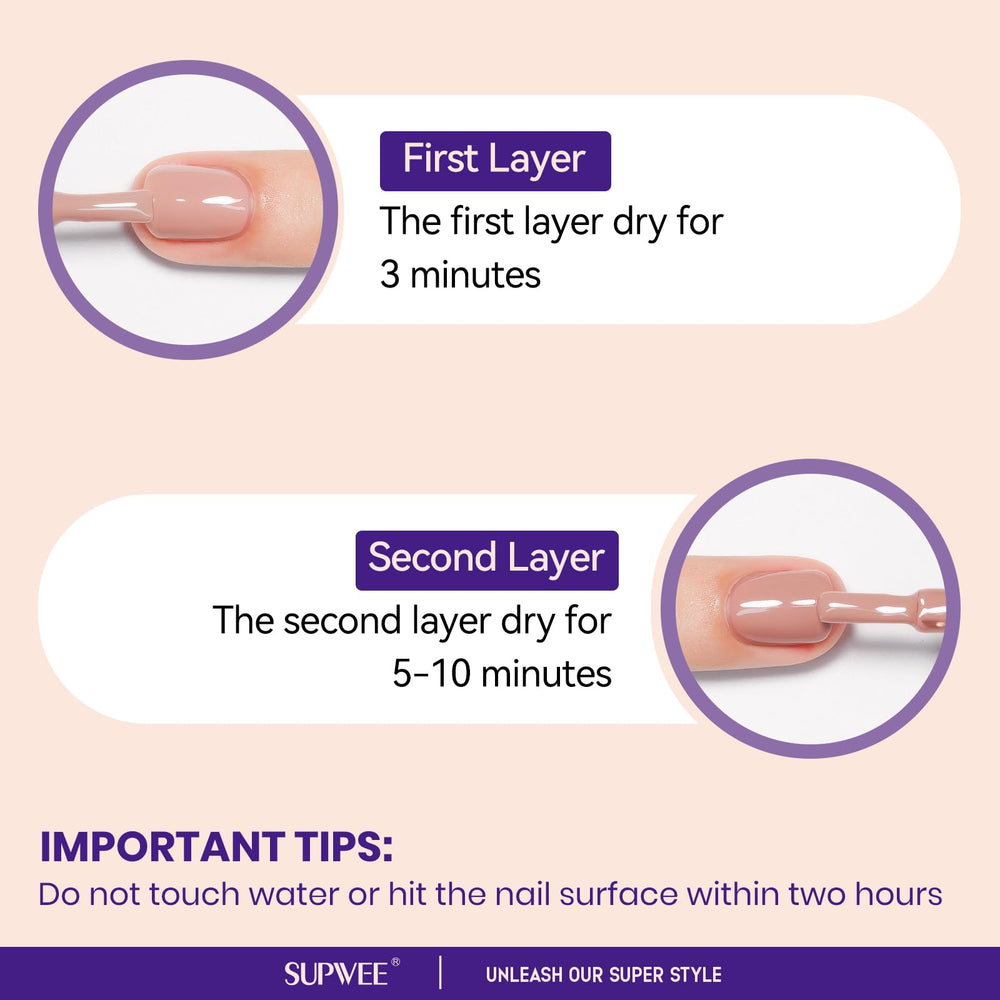 SUPWEE Vernis Nude – application en deux couches pour couleur uniforme.