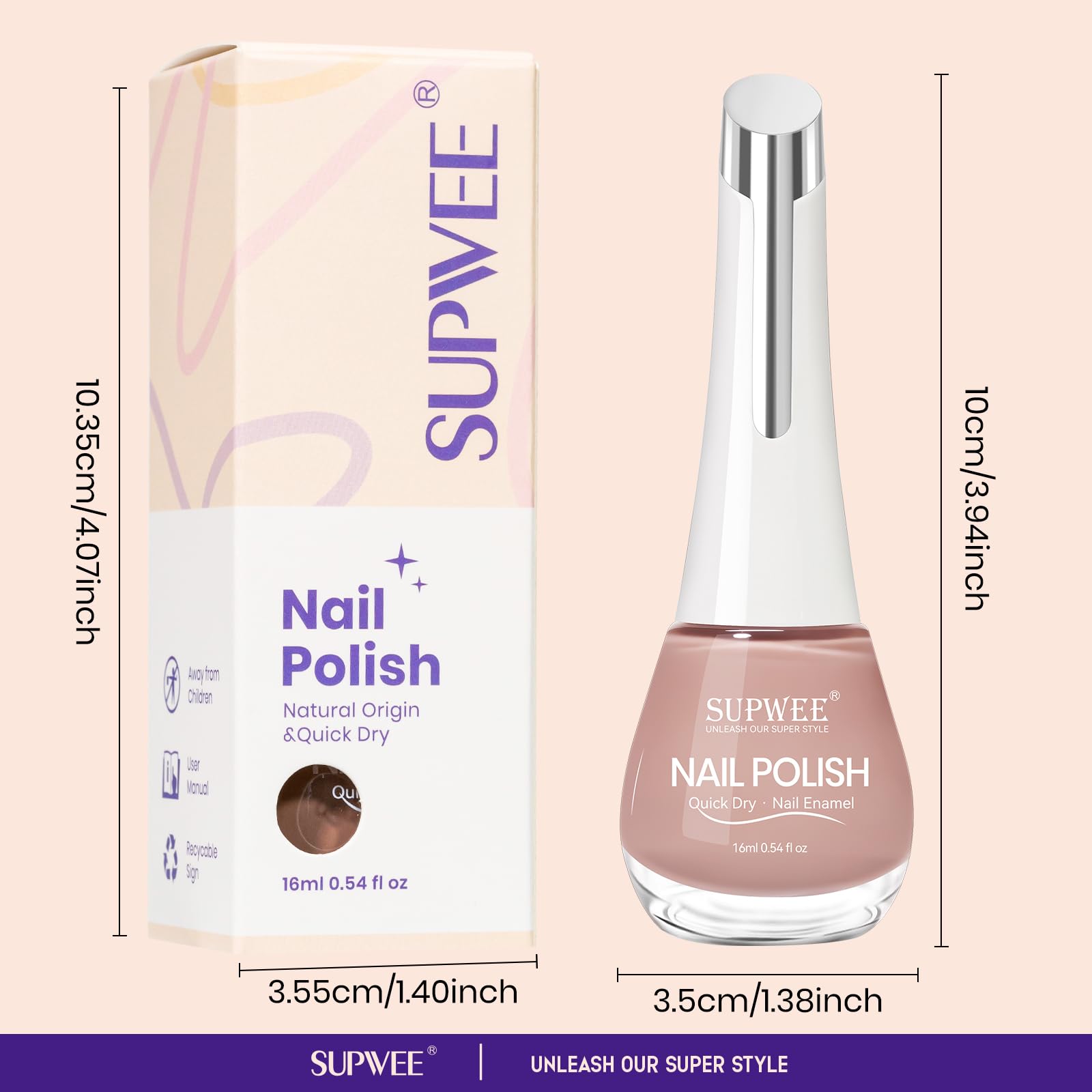 SUPWEE Vernis Nude – parfait pour bricolage à la maison et art des ongles.