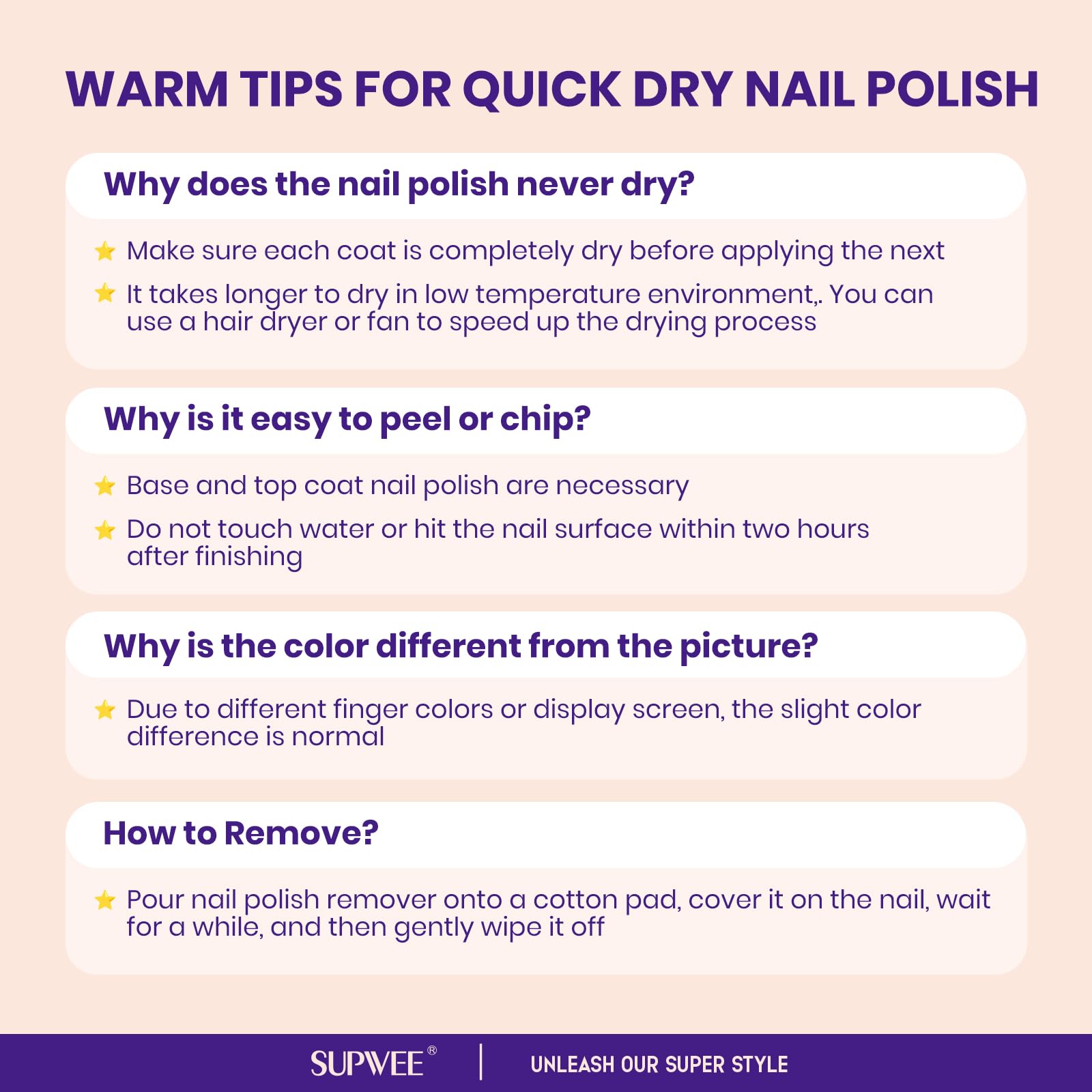 SUPWEE Vernis Nude – brillance haute pour une finition éclatante.