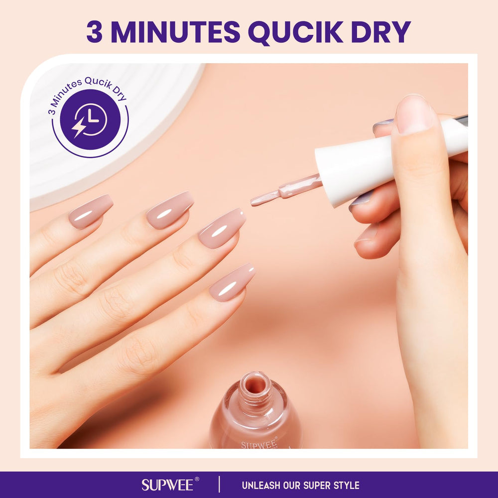 SUPWEE Vernis Nude – séchage rapide sans lampe pour gagner du temps.
