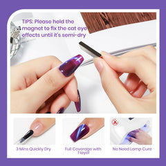 SUPWEE œil-de-chat violet : pinceau précis pour une application nette.