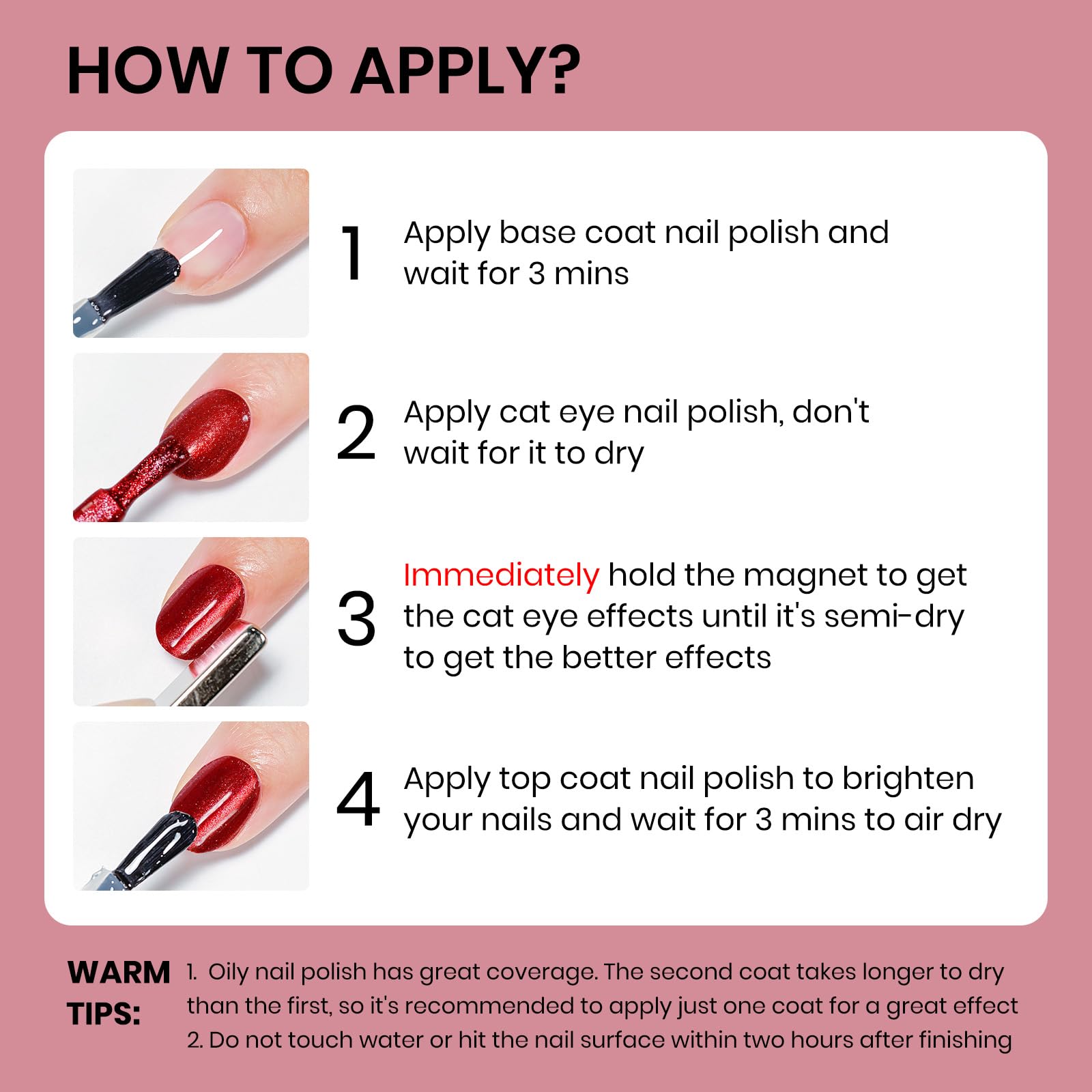 Vernis SUPWEE À base d'huile pour tenue longue durée.