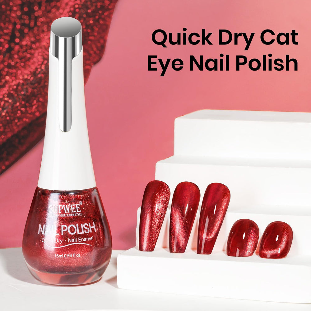 Vernis SUPWEE Étincelante lueur Bourgogne pour un look audacieux.