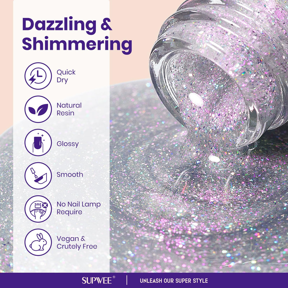 SUPWEE Vernis ongles holographique, lustre miroir selon la lumière.