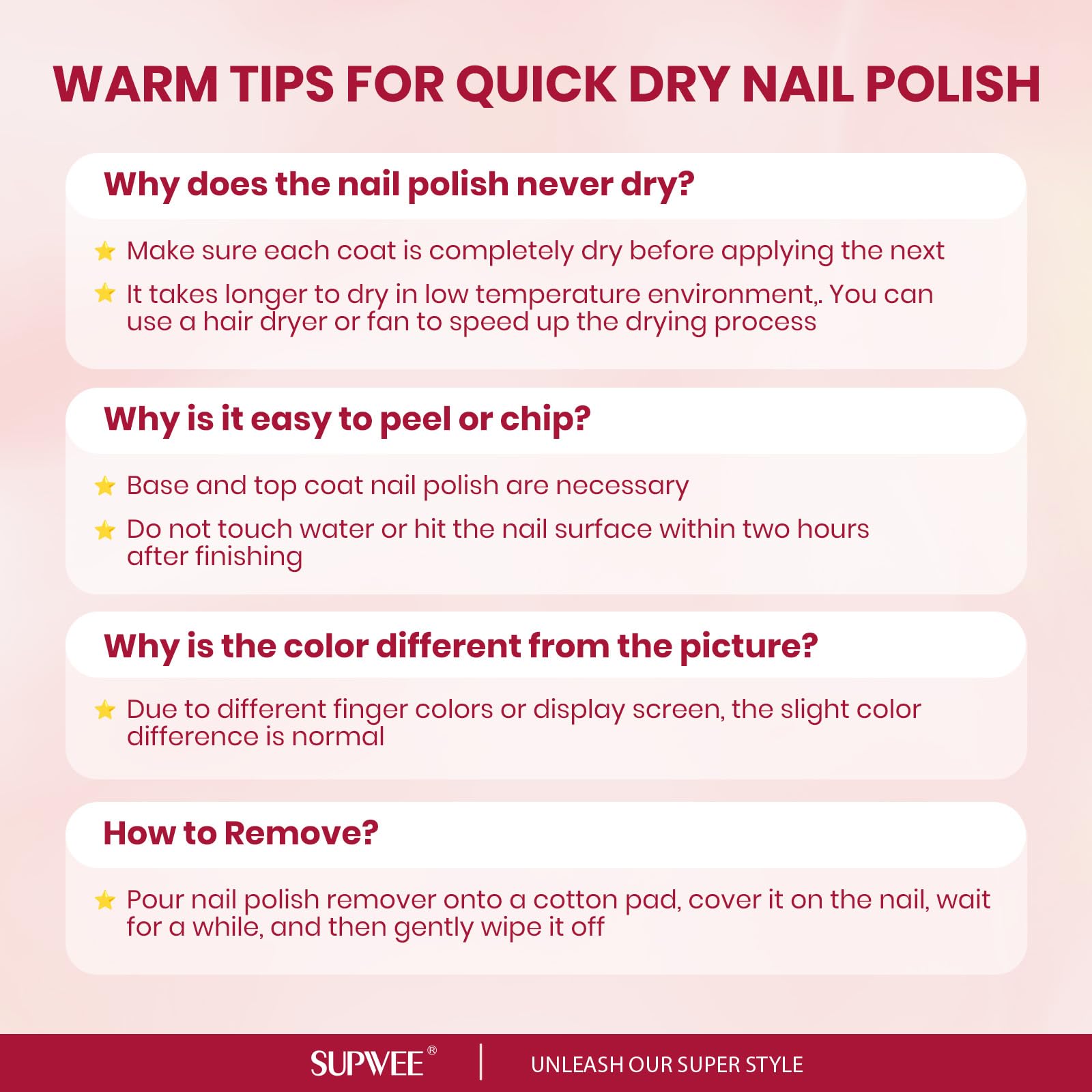 Vernis SUPWEE pailleté: fini scintillant et sans stries, idéal pour les occasions.