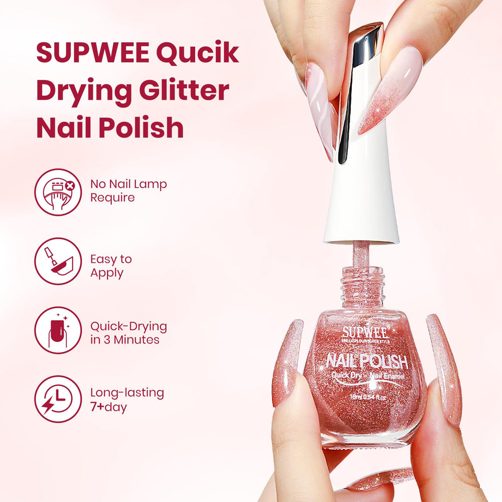 Vernis SUPWEE pailleté: reflets irisés qui captent la lumière sur chaque angle.
