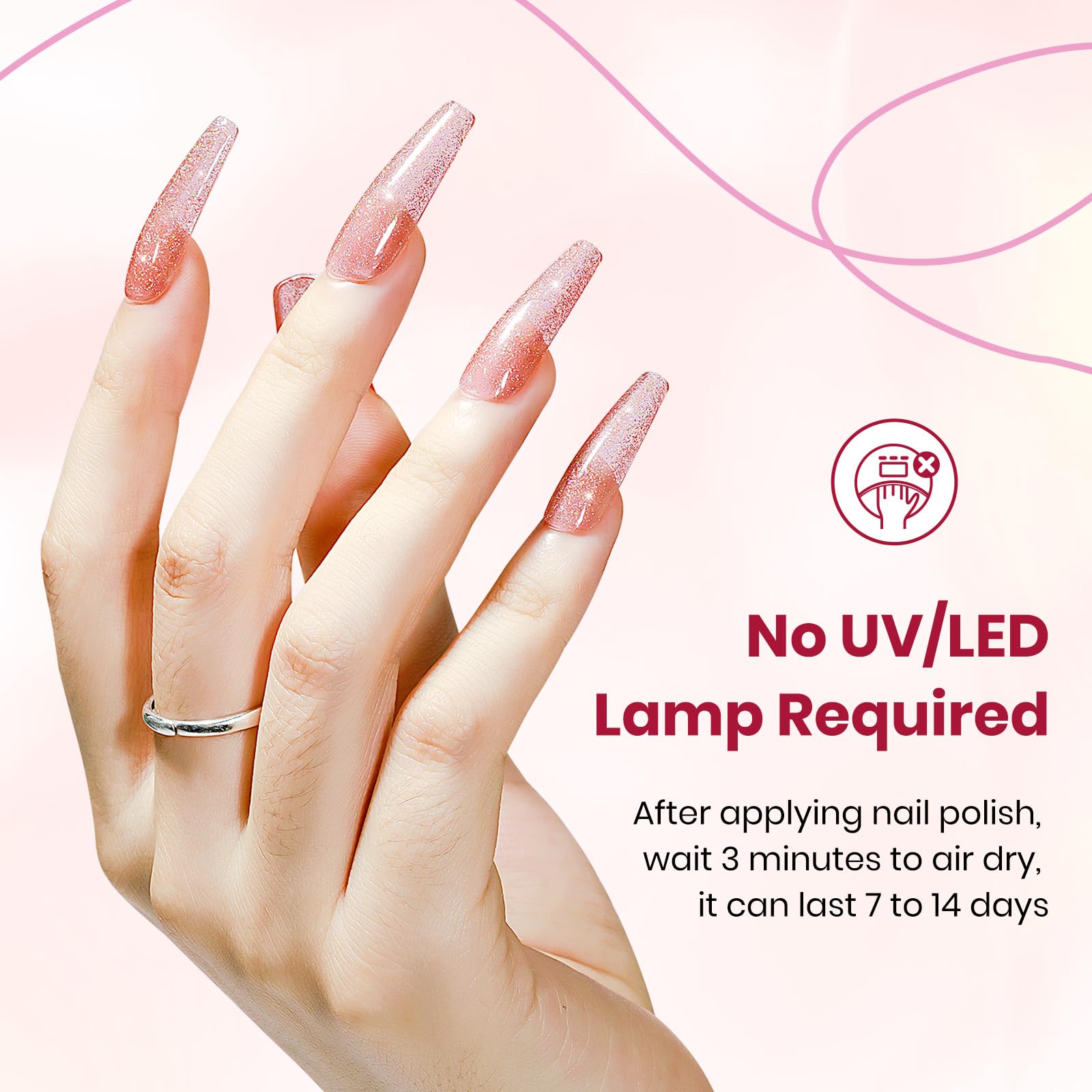 Vernis SUPWEE pailleté: séchage à l air en 3 minutes, pratique en déplacement.