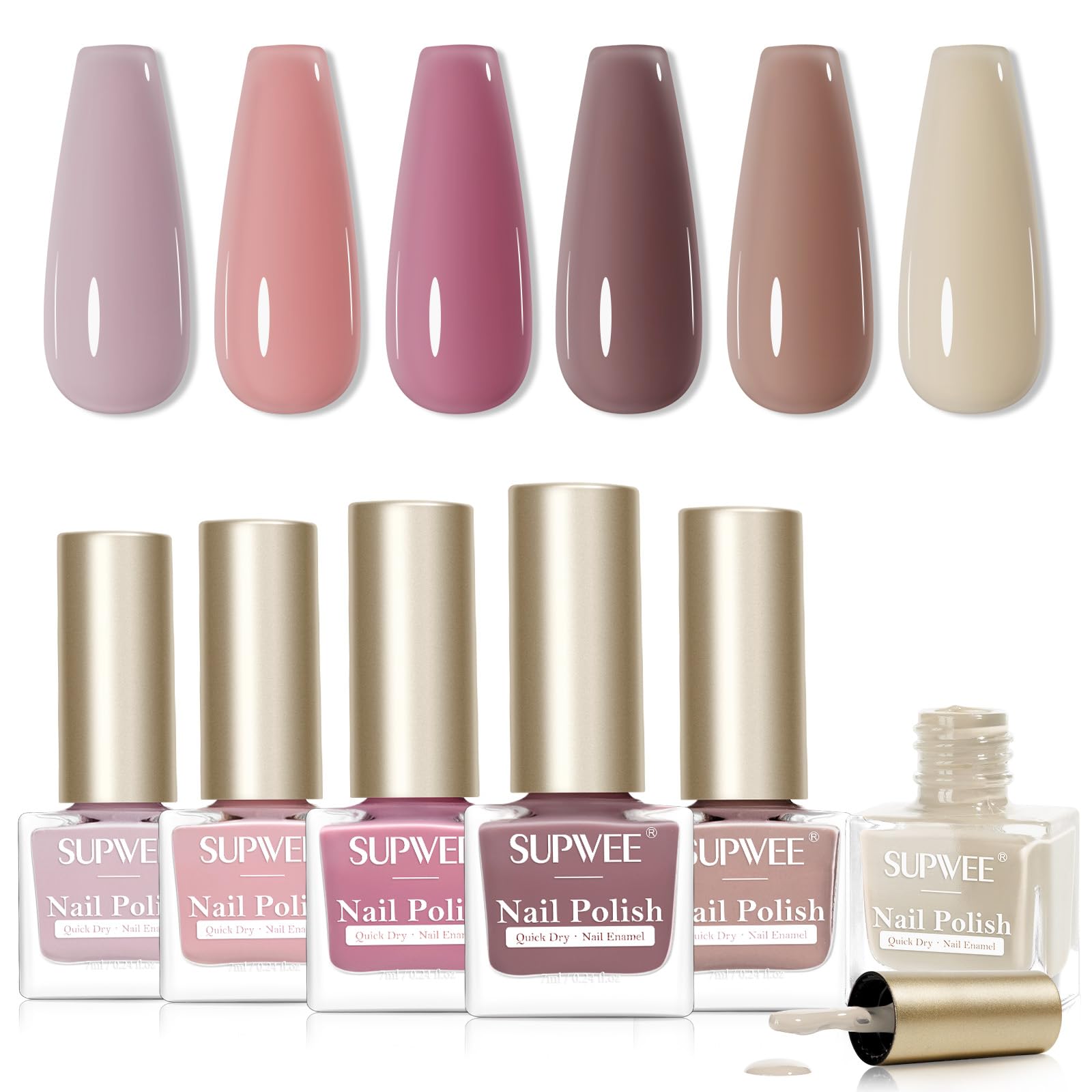 Vernis SUPWEE à séchage rapide, ensemble automne-hiver idéal pour une manucure maison.