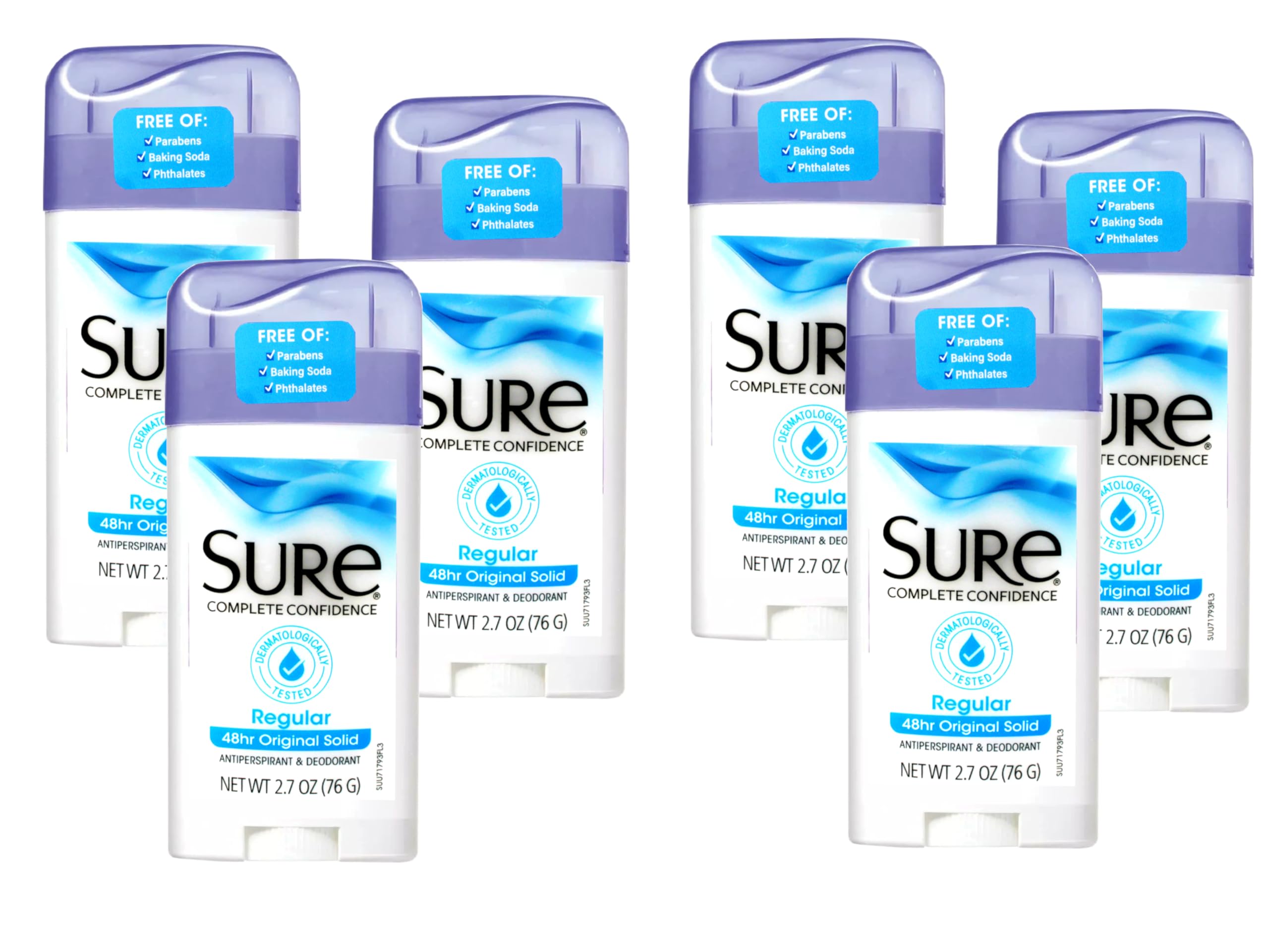 Sure antiperspirant solide emballage montrant protection discrète au quotidien.