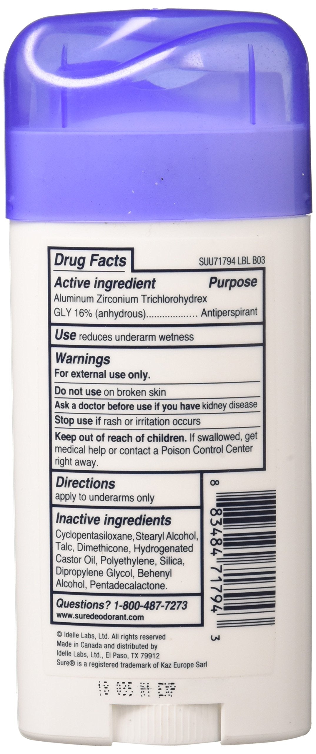Sure Original Déodorant solide, vue face de l'emballage, présentation fiable.