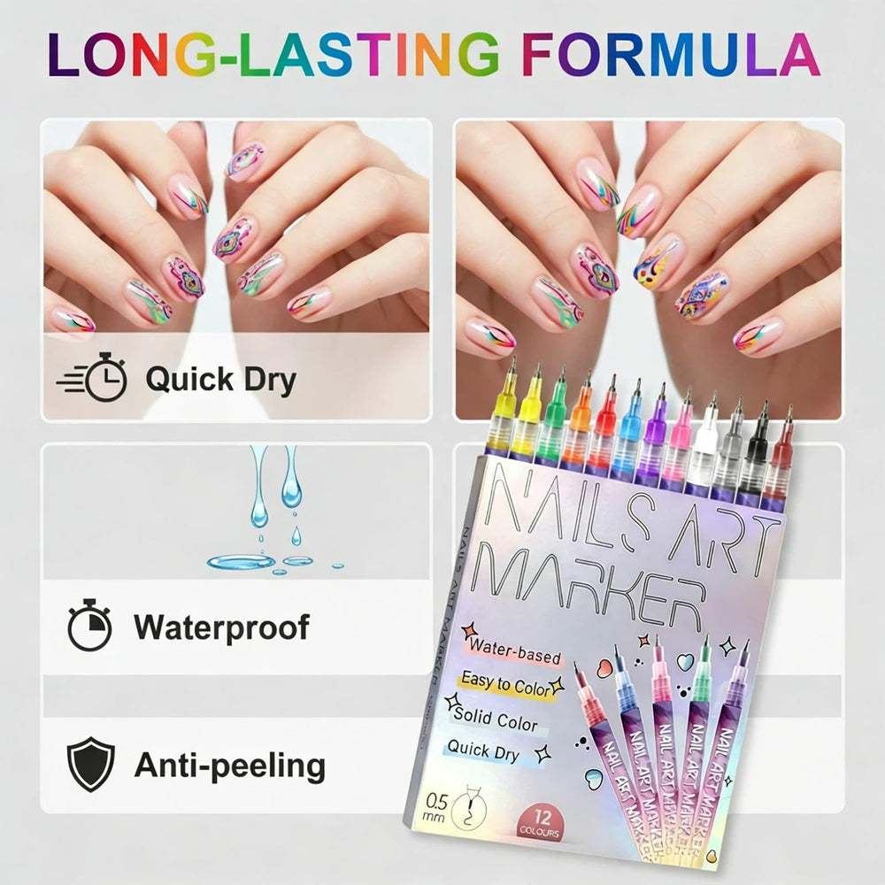 SURFCUZ application rapide sur ongles grâce à la pointe fine et à l'encre à base d'eau