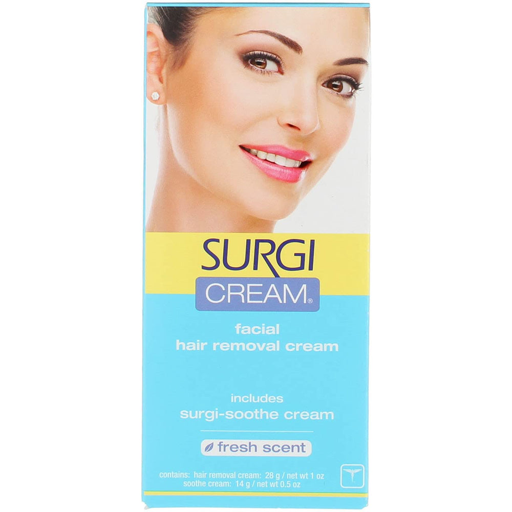 Surgi-Cream Crème dépilatoire visage — tube 1oz, application précise.