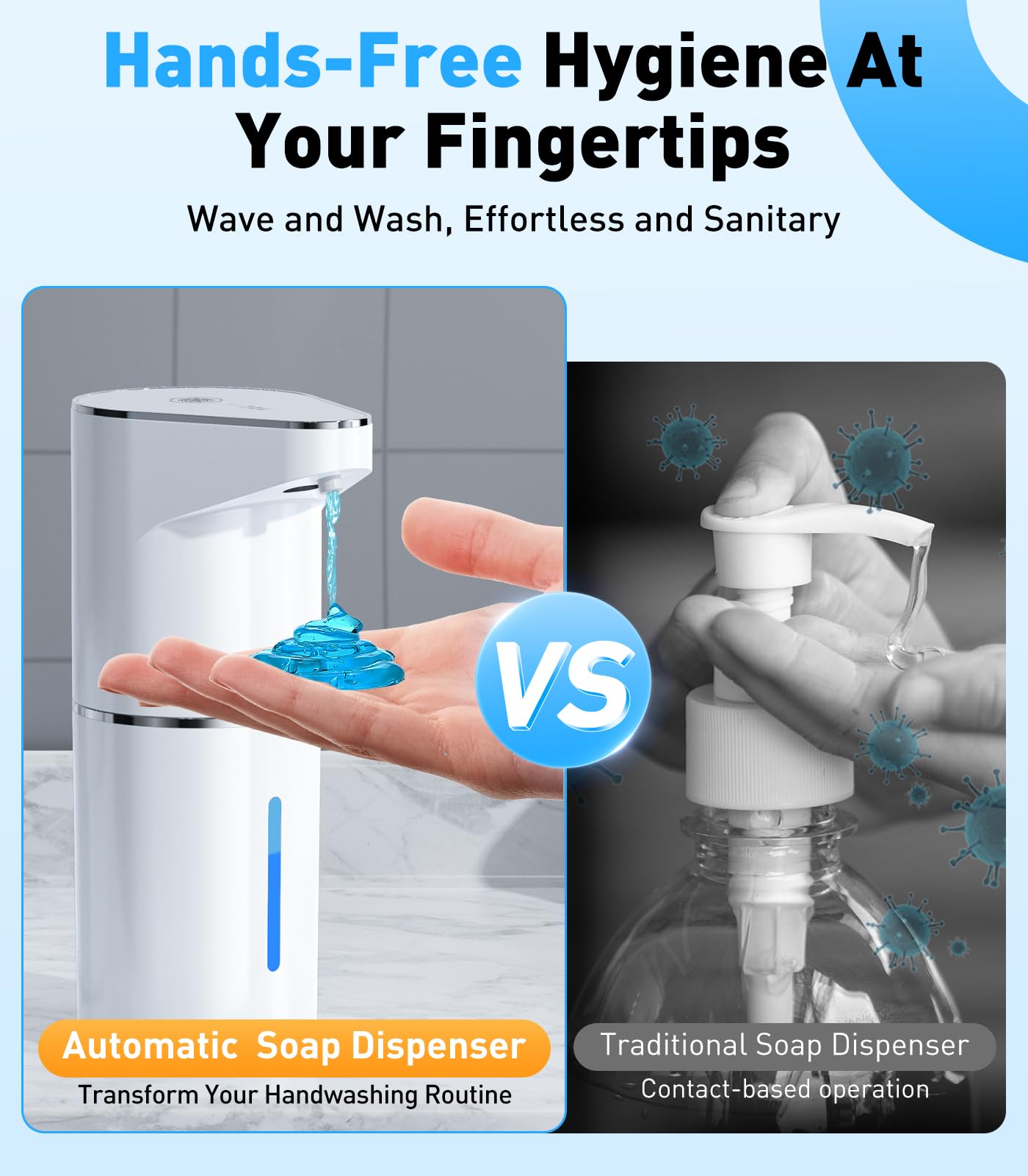 Surpixo distributeur savon 350 ml, grande capacité pour usage prolongé.