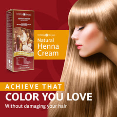 Préparation rapide de la crème henné Surya Brasil Blond Suédois pour coloration homogène.