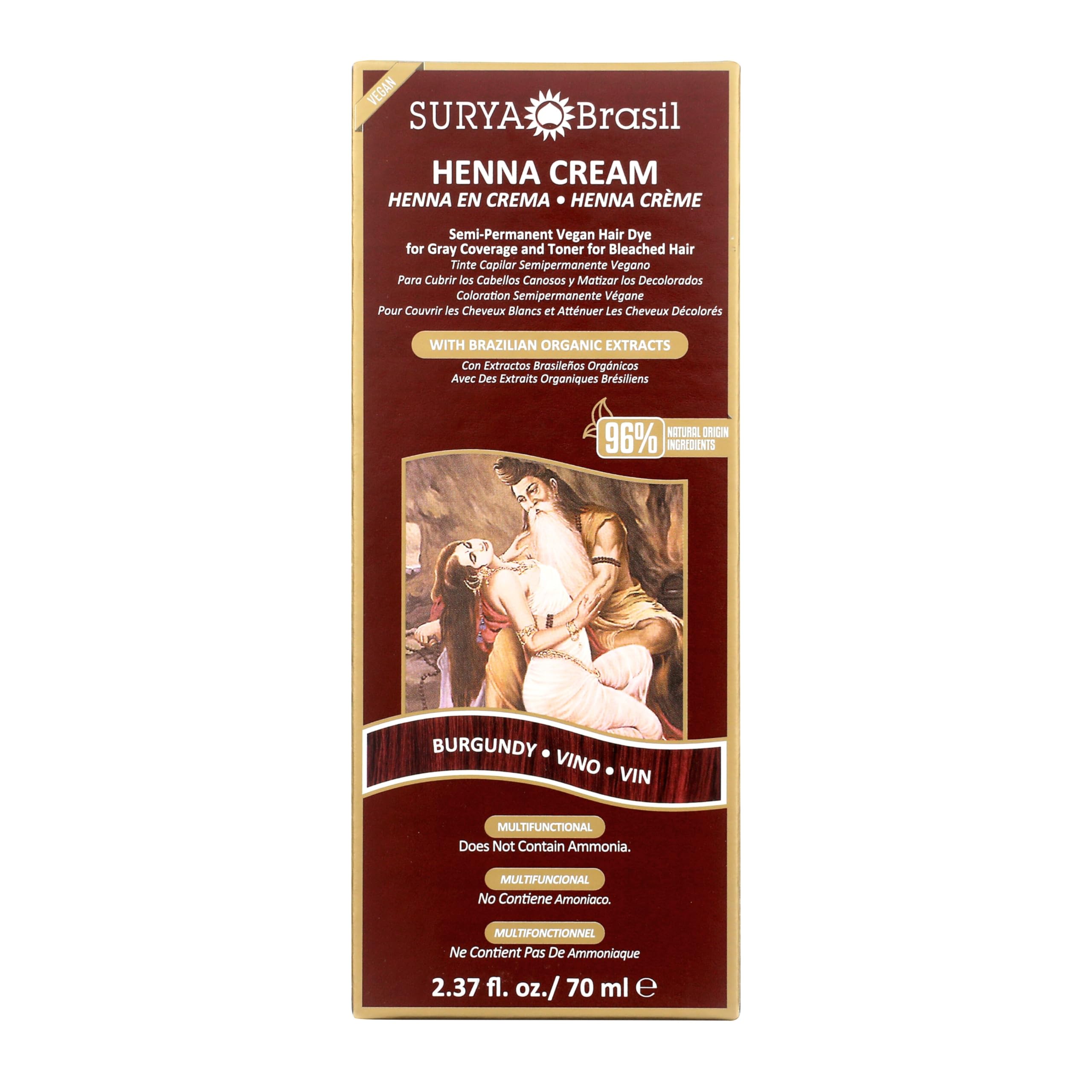Surya Brasil Crème henné Bourgogne – application facile et couleur riche.