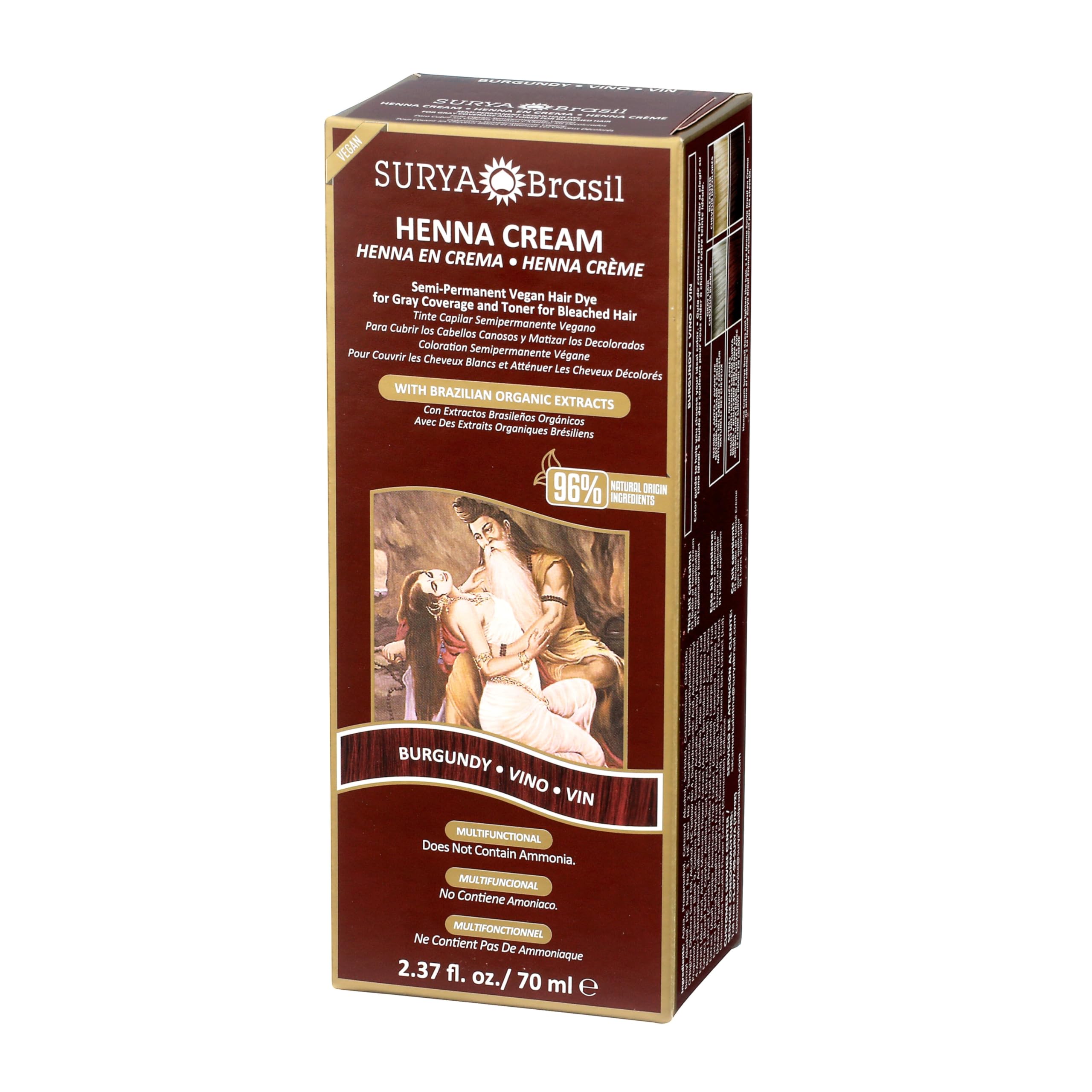 Surya Brasil Crème henné Bourgogne – emballage pratique et recyclable.
