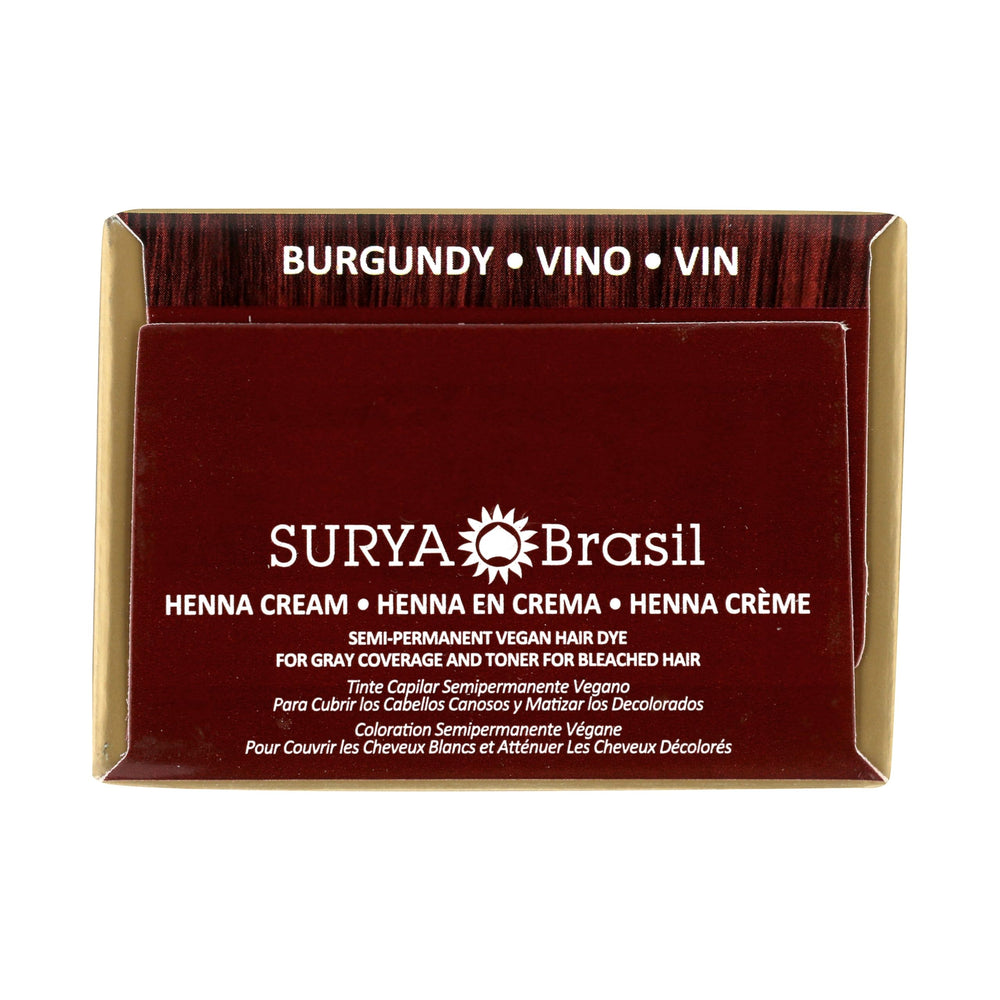 Surya Brasil Crème henné Bourgogne – sans ammoniaque et sans PPD.