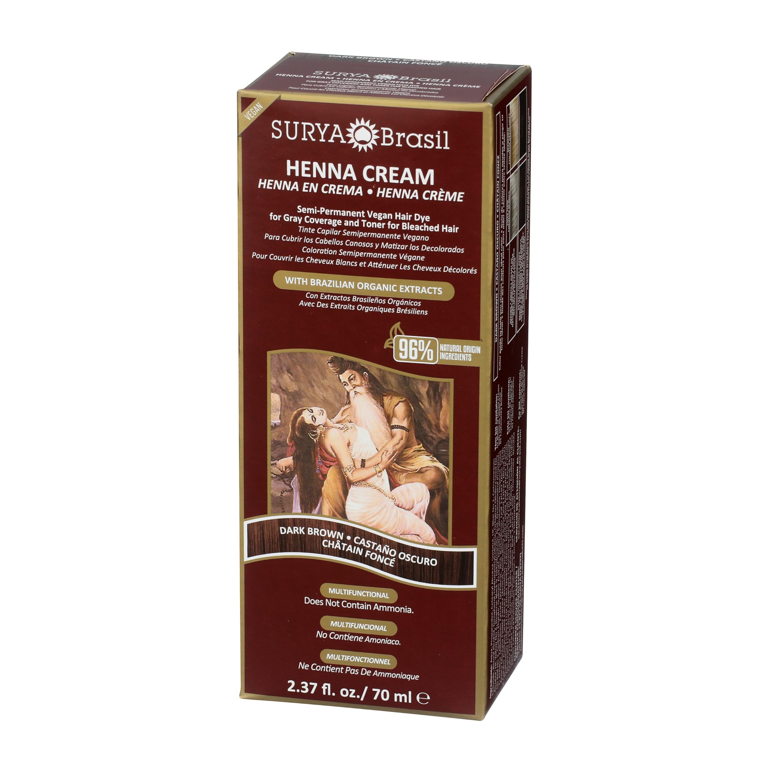 Essai avant/après couleur brun foncé avec Surya Brasil.