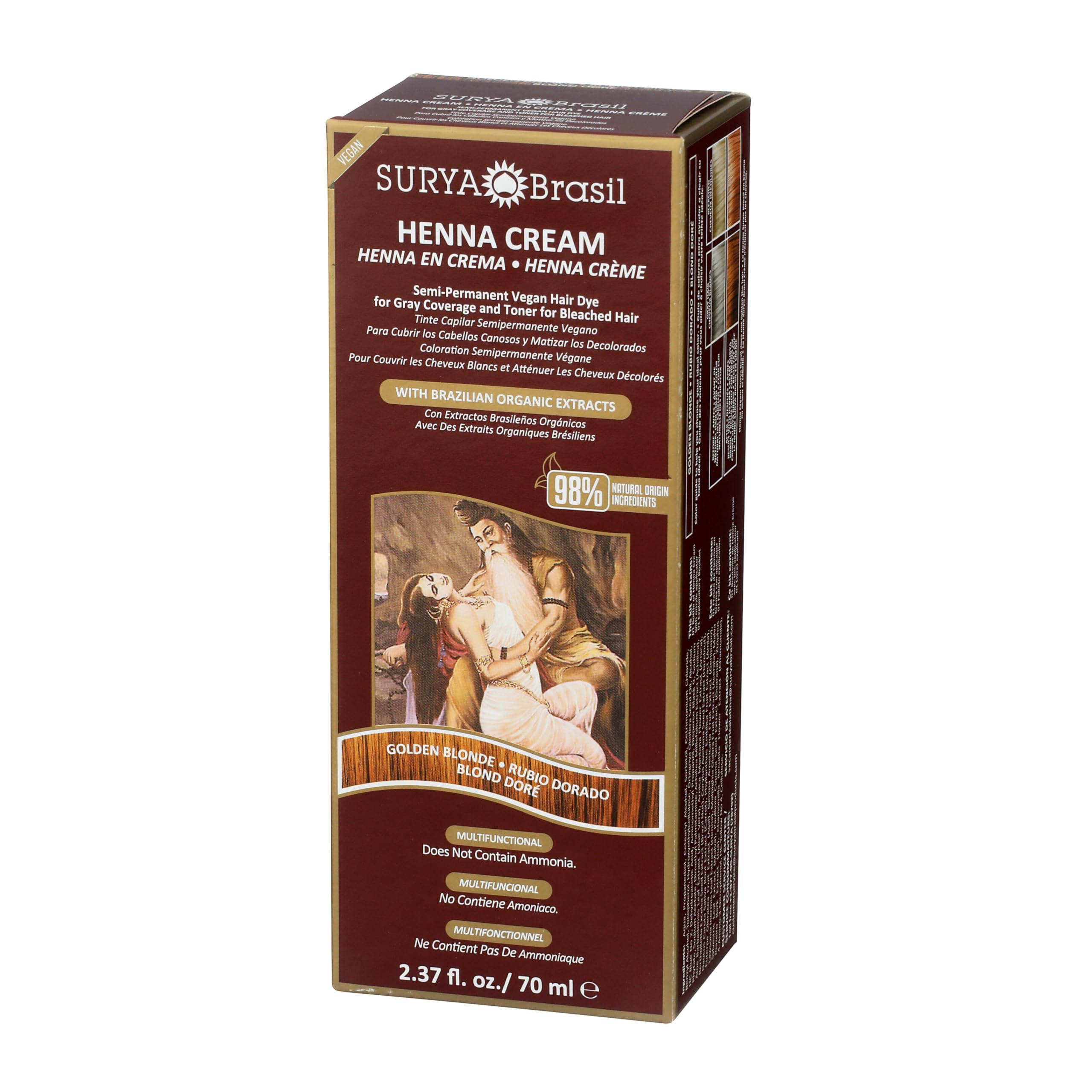 Crème henné doré Surya Brasil ingrédients naturels pour une coloration douce