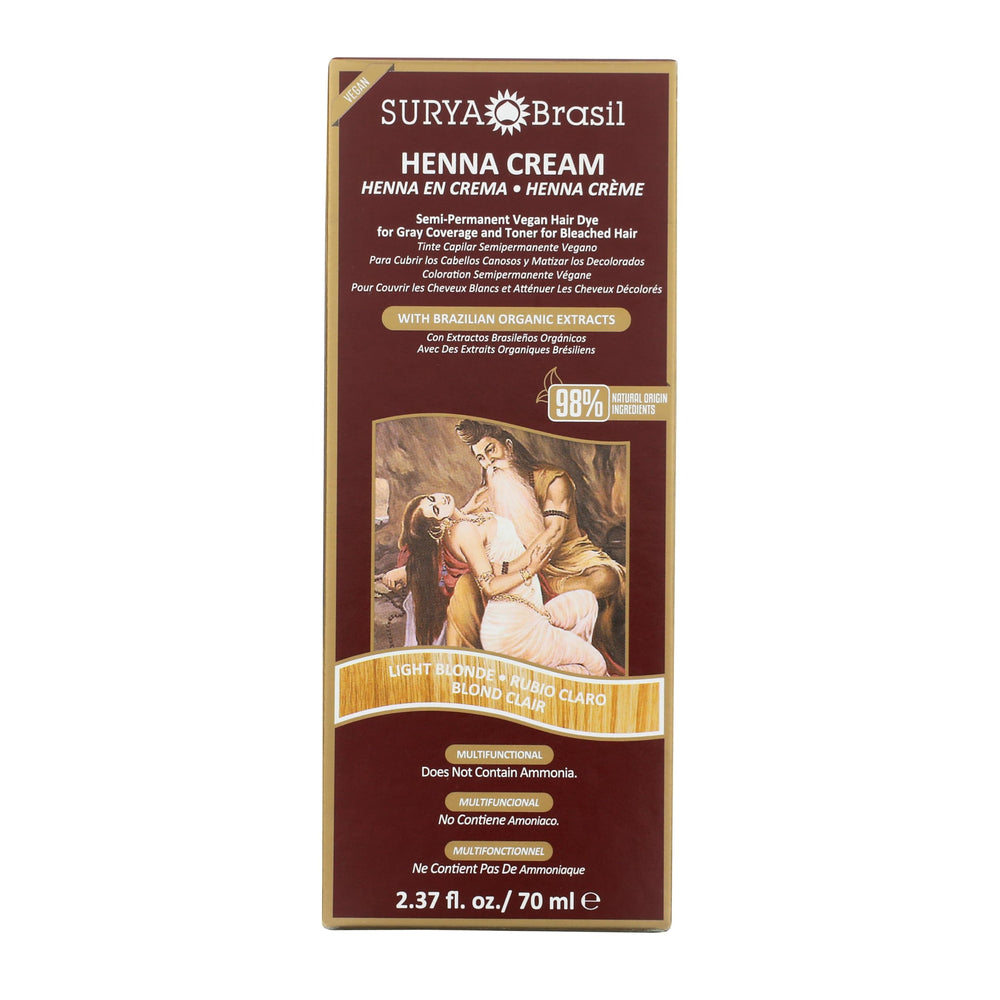 Surya Brasil Henna Cream Blond Clair sur boîte prête à l’application, couleur naturelle.