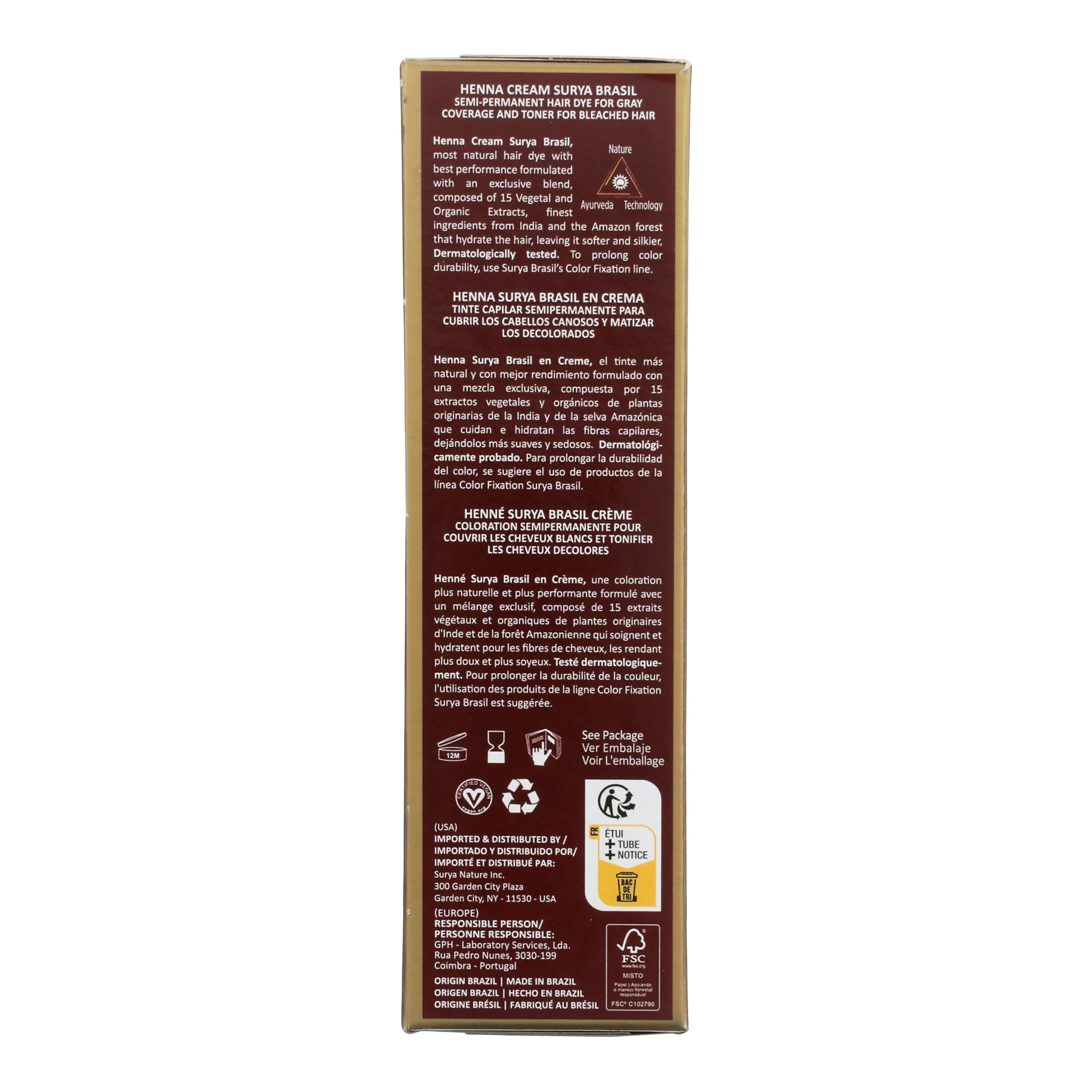 Surya Brasil Henna Crème Chocolat – crème dense pour couverture homogène.
