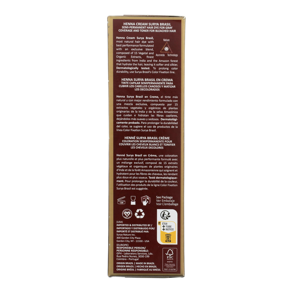 Surya Brasil Henna Crème Chocolat – crème dense pour couverture homogène.
