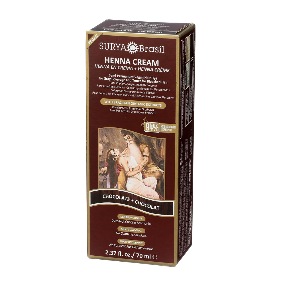 Surya Brasil Henna Crème Chocolat – emballage écoresponsable et cruelty-free.
