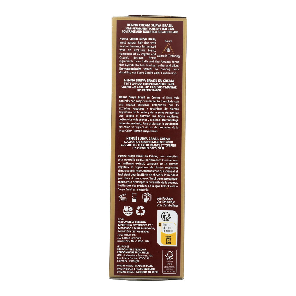 Surya Brasil Henna Cream Hydratation Profonde — agents Amla et Aloe nourrissent les cheveux