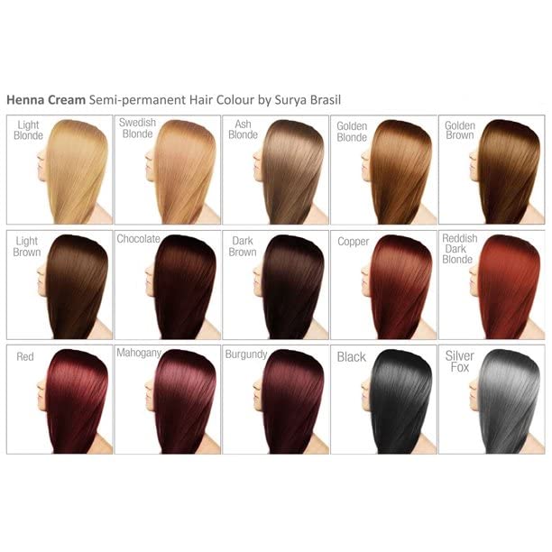Avant et après coloration henné brun clair Surya Brasil