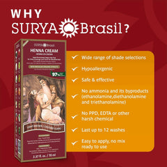 Texture crème henné brun clair Surya Brasil, application facile et uniforme