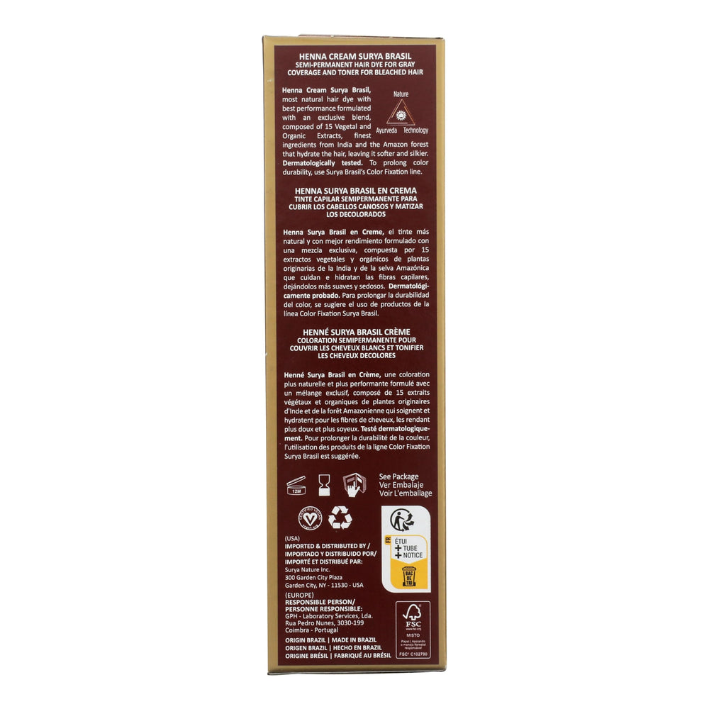 Préparation et dosage faciles avec Surya Brasil Henné Crème Mahogany pour une couleur naturelle durable.