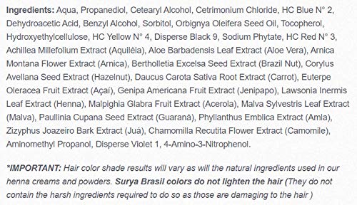 Surya Crème Henna Noir Fonce application sur cheveux pour couleur douce et hydratante