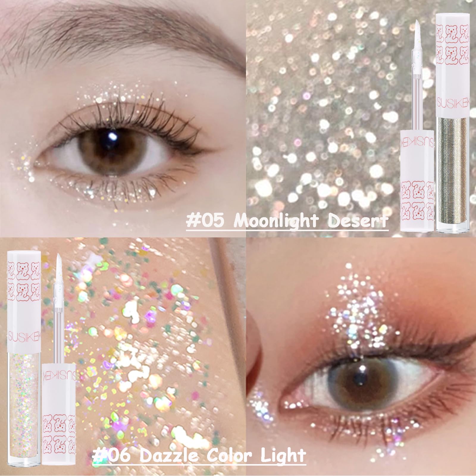 SUSIKEKI Ombre liquide paillettes Couleur étincelante lumineuse : regard intensifié.