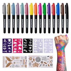 Kit SUSIKEKI Stylo tatouage temporaire – ensemble complet pour motifs sur la peau.