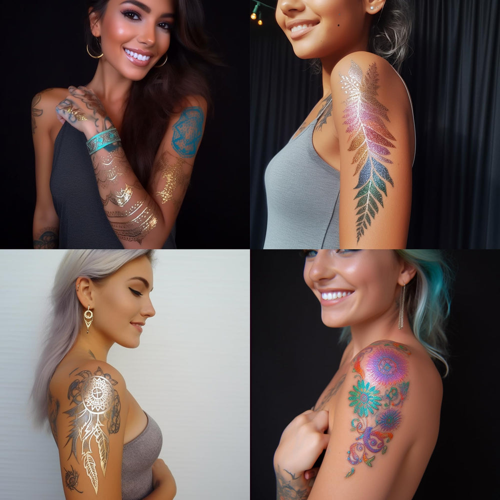 SUSIKEKI Stylo tatouage temporaire – kit complet avec stickers et pochoirs.