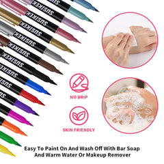 SUSIKEKI Stylo tatouage temporaire – pochoirs réutilisables facilitant les motifs.
