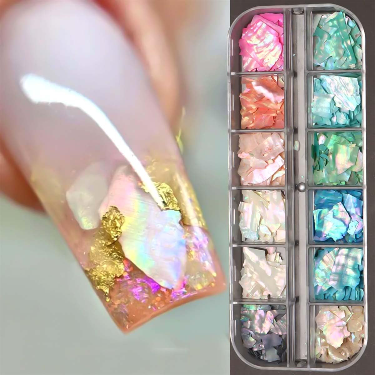 SUTOZMIWE Aurora paillettes holographiques brillantes pour un effet irisé sur les ongles.