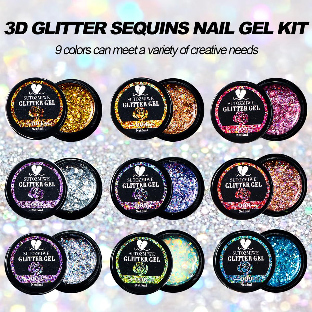 SUTOZMIWE Gel holographique 3D pour un effet laser sur ongles.