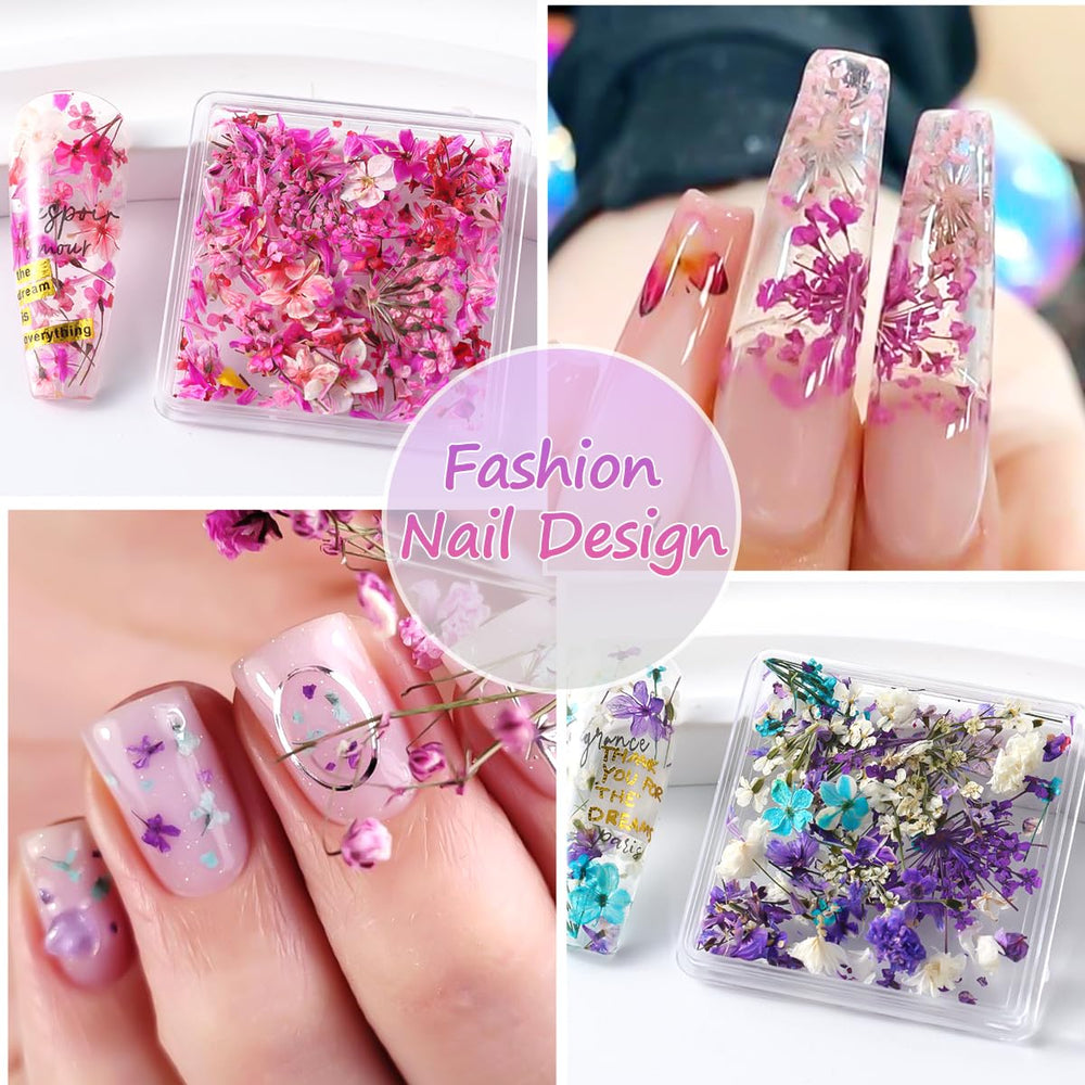Fleurs sèches pour décoration d'ongles polyvalente avec SUTOZMIWE.
