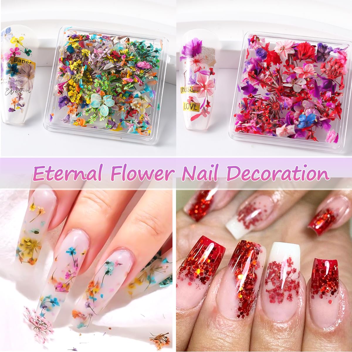 Petales secs délicats faciles à poser sur ongles naturels ou artificiels.