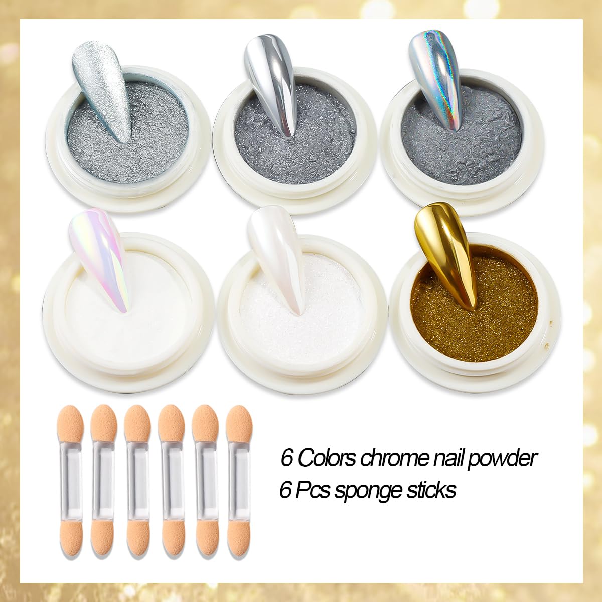 SUTOZMIWE poudre chrome argent, brillance métallique durable.