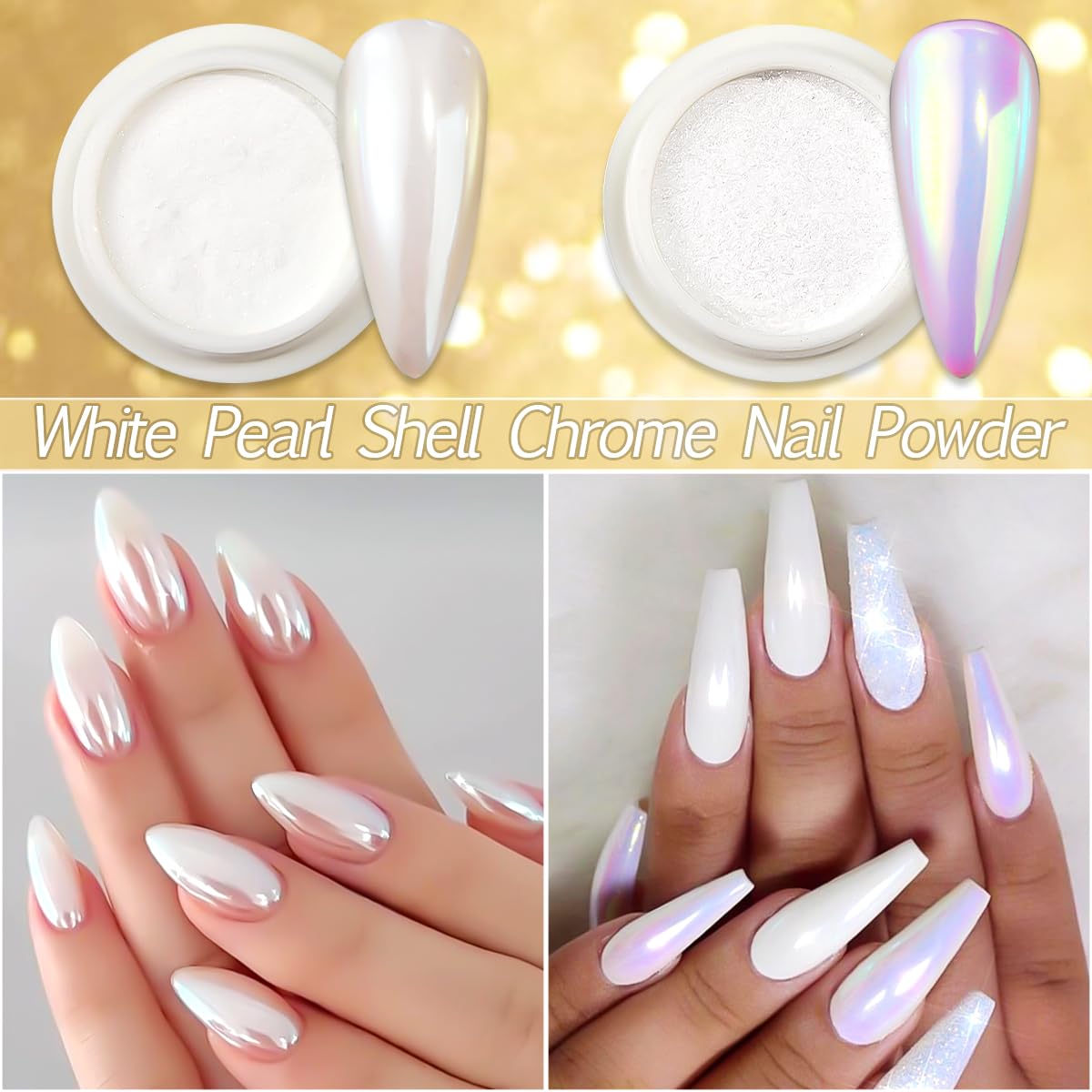 SUTOZMIWE poudre chrome perle blanche, fini nacré subtil.