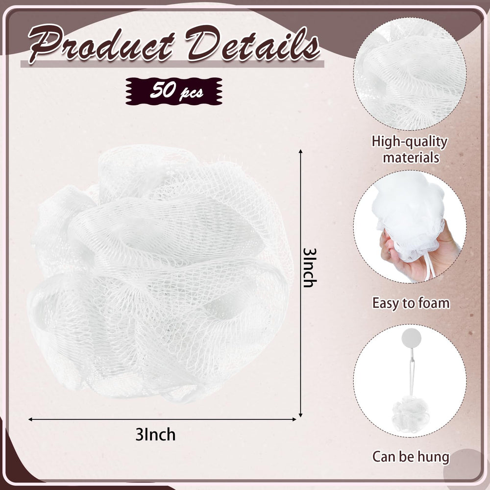 Pack 50 loofahs Suttmin blancs, usage quotidien et longévité.