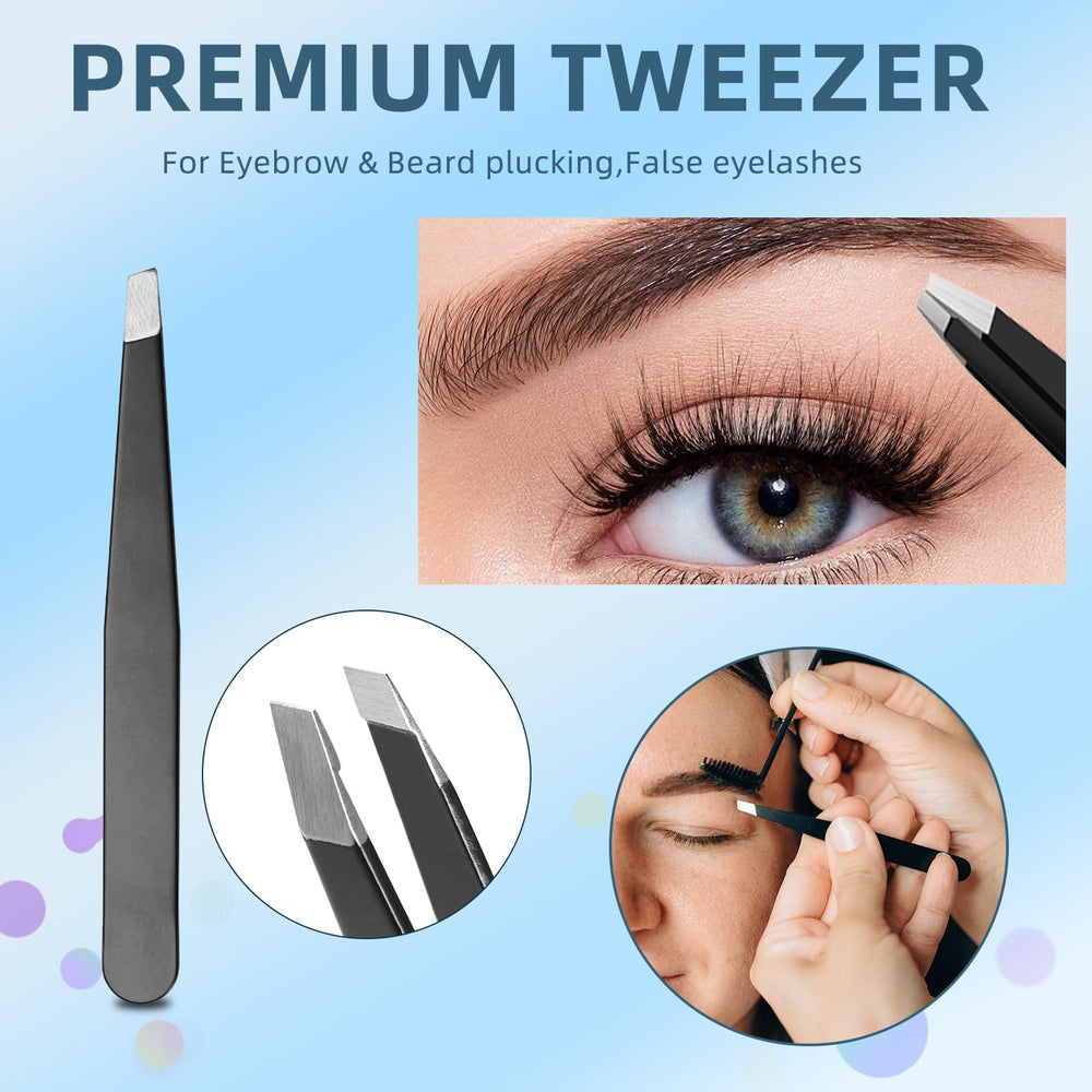Pinces-a-sourcils inclinees incluses pour une épilation précise.