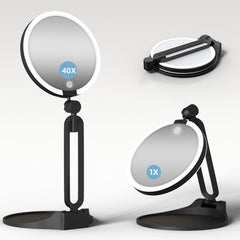 Miroir Suupvaor double-face 40x et 1x pour précision du teint.