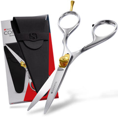 Ciseaux Suvorna pour barbe et moustache montrant la longueur de 5 pouces et la coupe nette